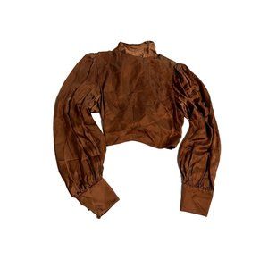 Aritzia Wilfred Satin Crop Top in Brown